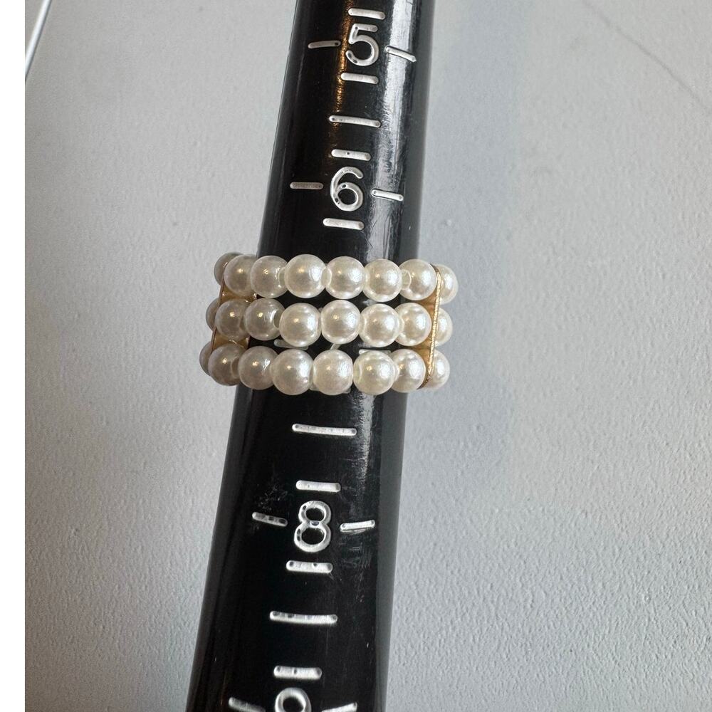 Faux Pearl layered stretchy ring fits 7-10